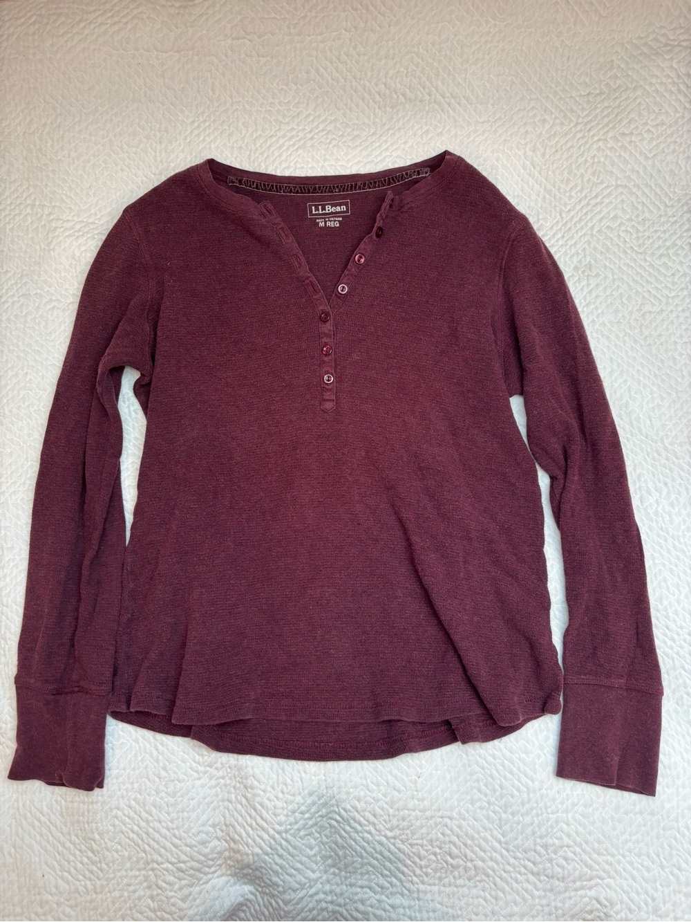 L.L. Bean Women's Henley Sweater in Deep Burgundy